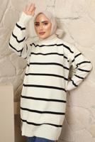 Tesettür giyim SİYAH ÇİZGİLİ TRİKO TUNİK T 1608