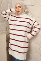 Hijab clothing RED STRIPED KNITWEAR TUNIC T 1608