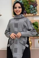 Tesettür giyim SİYAH BOĞAZLI YAKA TRİKO TUNİK T 1834