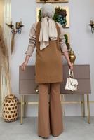 Tesettür giyim TABA BOĞAZLI YAKA TRİKO TUNİK T 1834