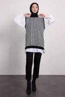Hijab clothing BLACK PATTERNED KNIT TUNIC T 1846