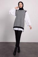 Hijab clothing BLACK PATTERNED KNIT TUNIC T 1846