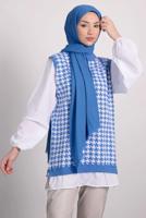 Tesettür giyim MAVİ DESENLİ TRİKO TUNİK T 1846
