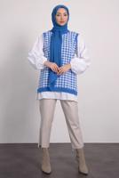 Tesettür giyim MAVİ DESENLİ TRİKO TUNİK T 1846