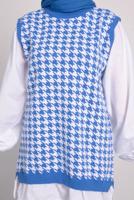 Tesettür giyim MAVİ DESENLİ TRİKO TUNİK T 1846