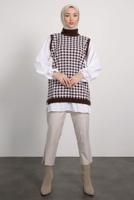 Tesettür giyim KAHVE DESENLİ TRİKO TUNİK T 1846