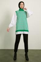 Vêtements hijab VERT TUNIQUE EN TRICOT À MOTIFS T 1846