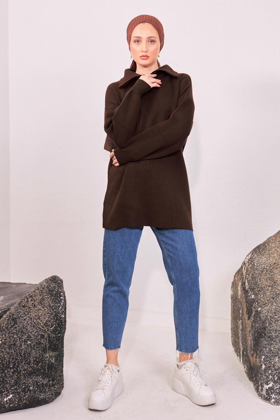 Hijab clothing BROWN KNITWEAR TUNIC T 1908