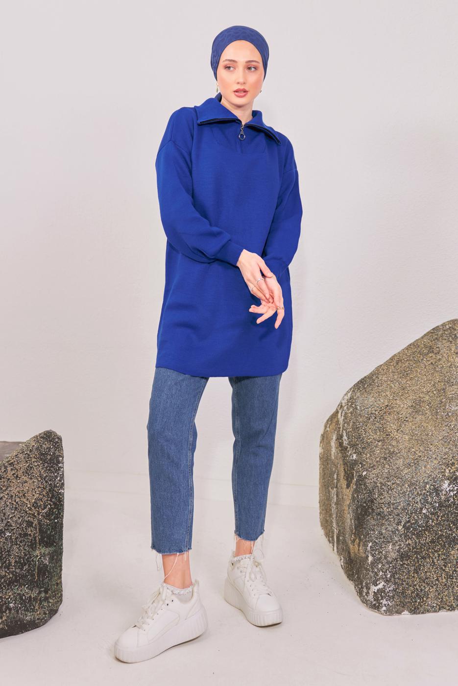 Vêtements hijab BLEU MARINE TUNIQUE EN TRICOT T 1908