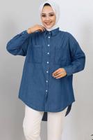 Tesettür giyim LACİVERT DENİM GÖMLEK T 1993
