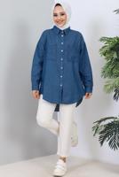 Tesettür giyim LACİVERT DENİM GÖMLEK T 1993