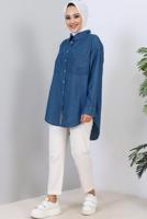 Tesettür giyim LACİVERT DENİM GÖMLEK T 1993