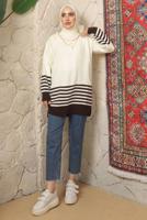 Hijab clothing BROWN STRIPED KNITWEAR TUNIC T 2608