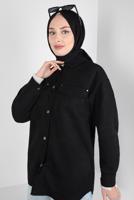Tesettür giyim SİYAH SÜET GÖMLEK T 3511