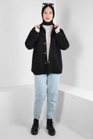 Tesettür giyim SİYAH SÜET GÖMLEK T 3511