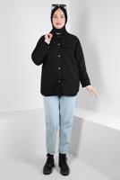 Tesettür giyim SİYAH SÜET GÖMLEK T 3511