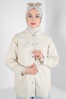 Tesettür giyim BEJ SÜET GÖMLEK T 3511