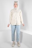 Tesettür giyim BEJ SÜET GÖMLEK T 3511
