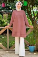 Tesettür giyim PEMBE PÜSKÜL DETAYLI TRİKO TUNİK T 4132