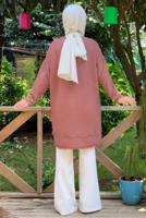 Tesettür giyim PEMBE PÜSKÜL DETAYLI TRİKO TUNİK T 4132