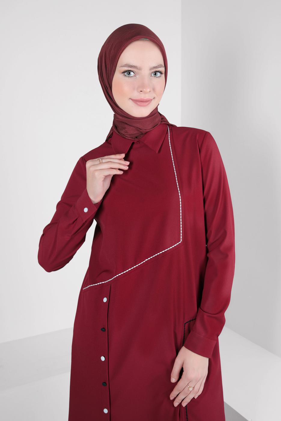 Hijab clothing CLARET RED ALVINA SHIRT COLLAR TUNIC T 44209