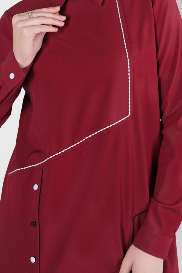 Hijab clothing CLARET RED ALVINA SHIRT COLLAR TUNIC T 44209 - TRENDTESETTÜR