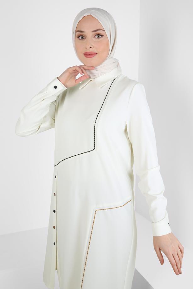 Hijab clothing CREAM ALVINA SHIRT COLLAR TUNIC T 44209 - TRENDTESETTÜR