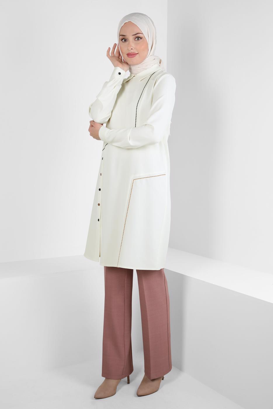 Hijab clothing CREAM ALVINA SHIRT COLLAR TUNIC T 44209