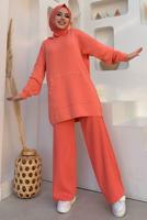 Tesettür giyim NARÇİÇEĞİ KAPÜŞONLU TAŞ DETAYLI TRİKO TUNİK T 44222