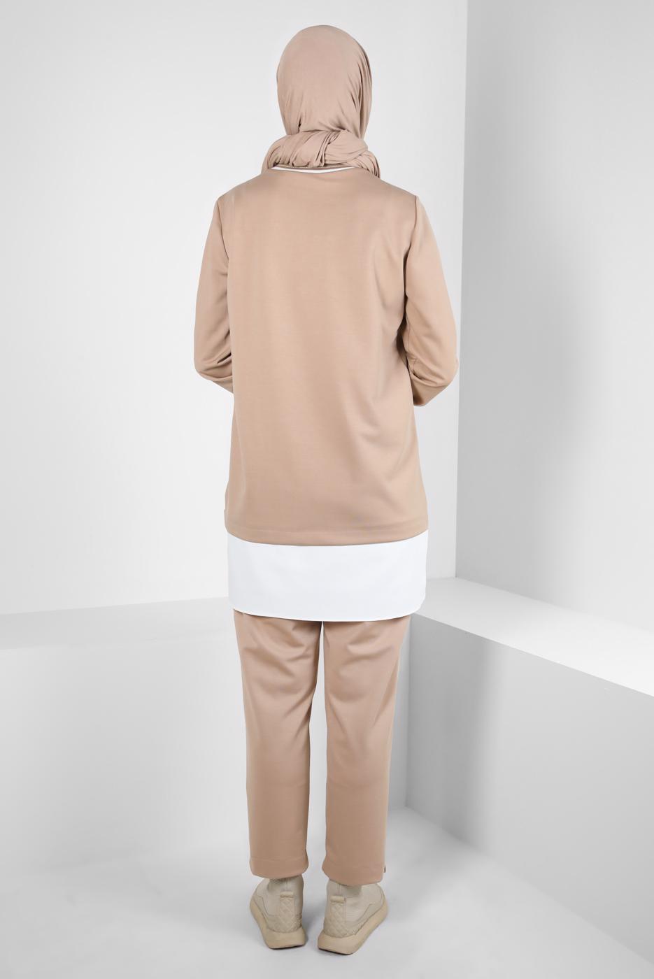 Tesettür giyim BEJ T 44236 ALVİNA WİNTER MİMOZA TUNİK 38/46 TEK40