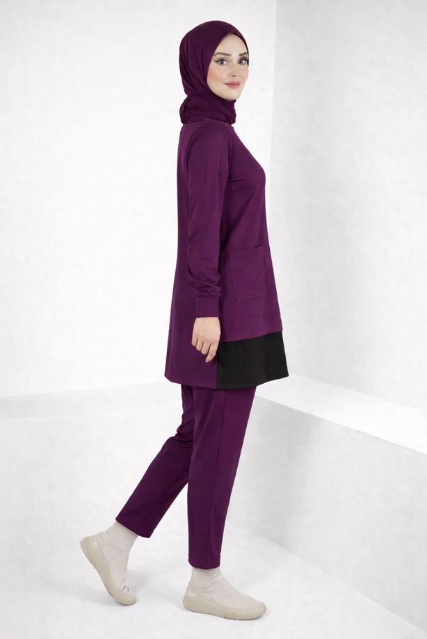 Tesettür giyim MOR ALVİNA CEP DETAYLI TUNİK T 44236 - TRENDTESETTÜR