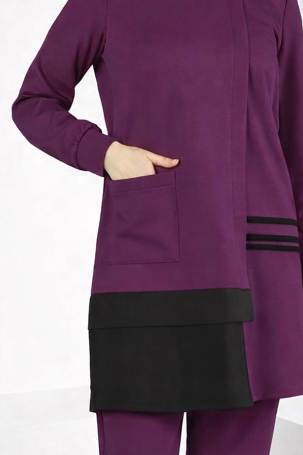 Tesettür giyim MOR ALVİNA CEP DETAYLI TUNİK T 44236 - TRENDTESETTÜR
