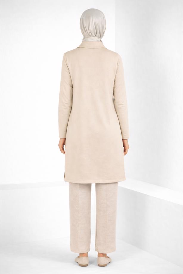 Tesettür giyim BEJ ALVİNA İKİ RENKLİ TUNİK T 44268 - TRENDTESETTÜR