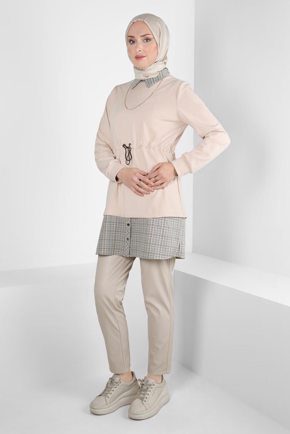 Hijab clothing BEIGE T 44313 ALVİNA 8525 TUNİK 38-44 TEK 40