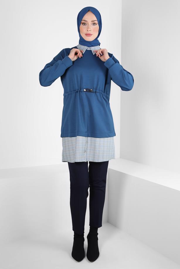 Hijab clothing NAVY BLUE T 44313 ALVİNA 8525 TUNİK 38-44 TEK 40 - TRENDTESETTÜR
