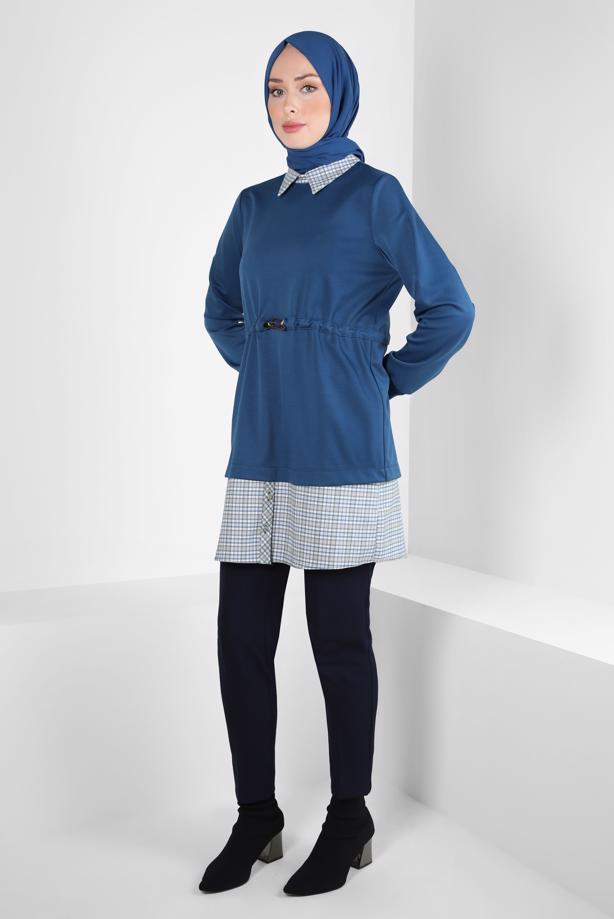 Hijab clothing NAVY BLUE T 44313 ALVİNA 8525 TUNİK 38-44 TEK 40 - TRENDTESETTÜR