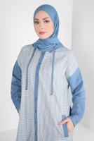 Tesettür giyim MAVİ ALVİNA EKOSE DESENLİ TUNİK T 44317