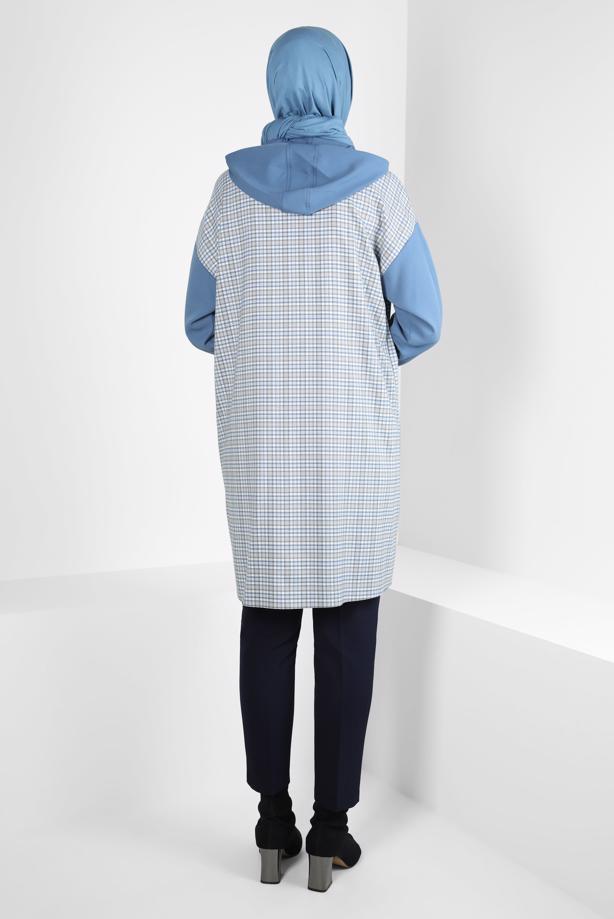Hijab clothing BLUE ALVINA PLAID TUNIC T 44317 - TRENDTESETTÜR