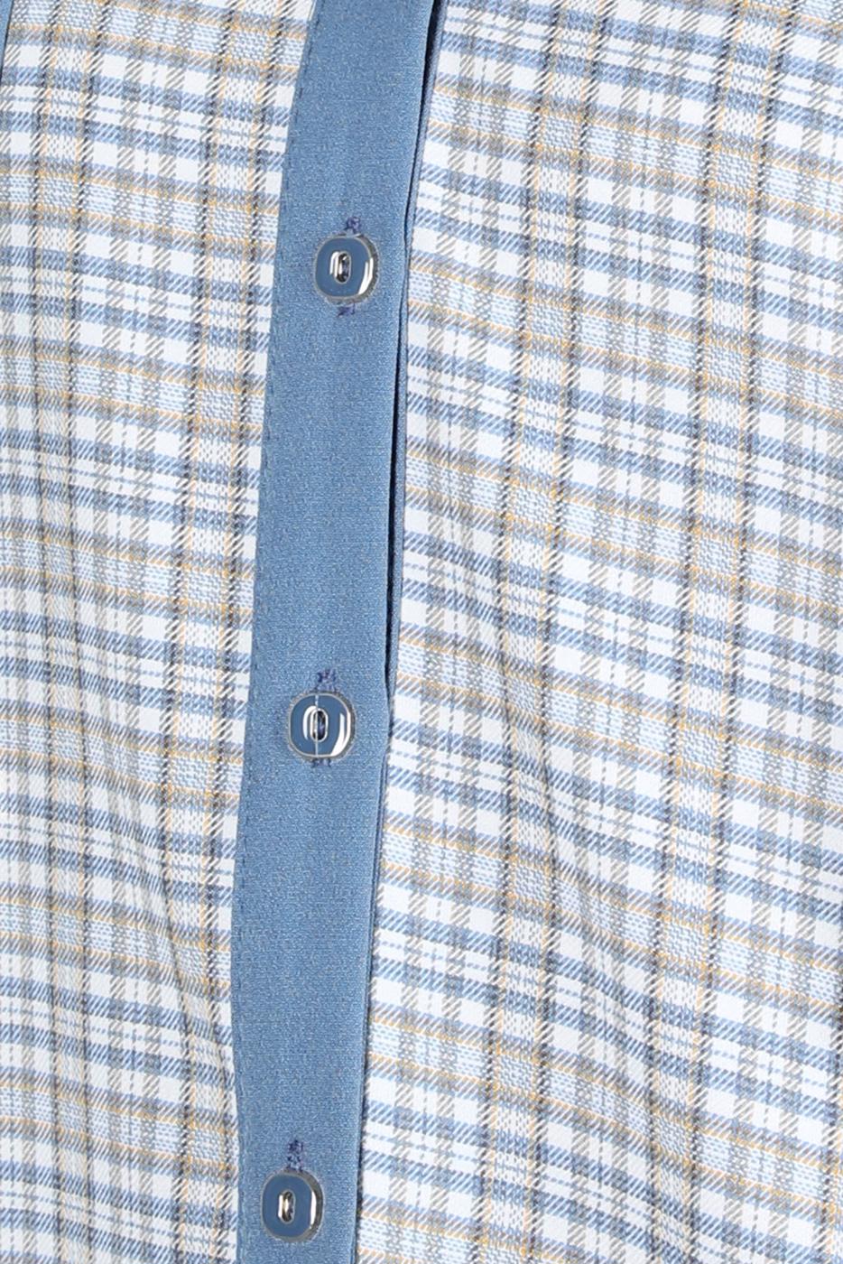 Tesettür giyim MAVİ ALVİNA EKOSE DESENLİ TUNİK T 44317