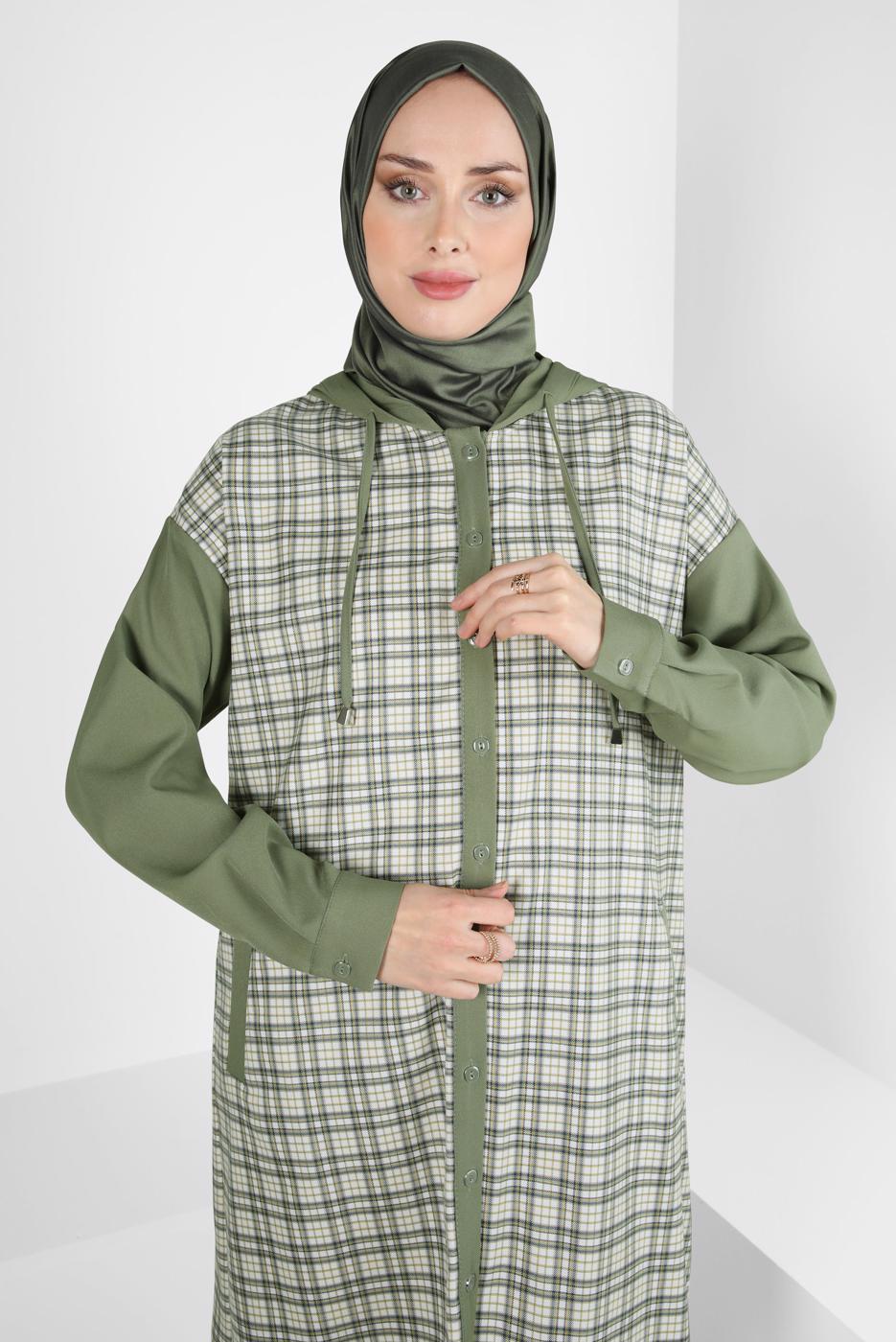 Hijab clothing GREEN ALVINA PLAID TUNIC T 44317-1