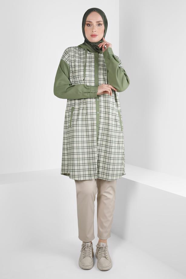 Hijab clothing GREEN T 44317-1 ALVİNA 17013 TUNİK 40/46 - TRENDTESETTÜR