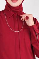 Tesettür giyim KIRMIZI ALVİNA GÖMLEK YAKA TUNİK T 44344