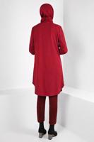Tesettür giyim KIRMIZI ALVİNA GÖMLEK YAKA TUNİK T 44344