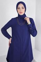 Tesettür giyim LACİVERT ALVİNA GÖMLEK YAKA TUNİK T 44344