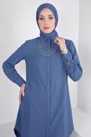 Tesettür giyim YEŞİL ALVİNA GÖMLEK YAKA TUNİK T 44344