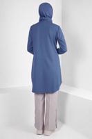 Tesettür giyim YEŞİL ALVİNA GÖMLEK YAKA TUNİK T 44344