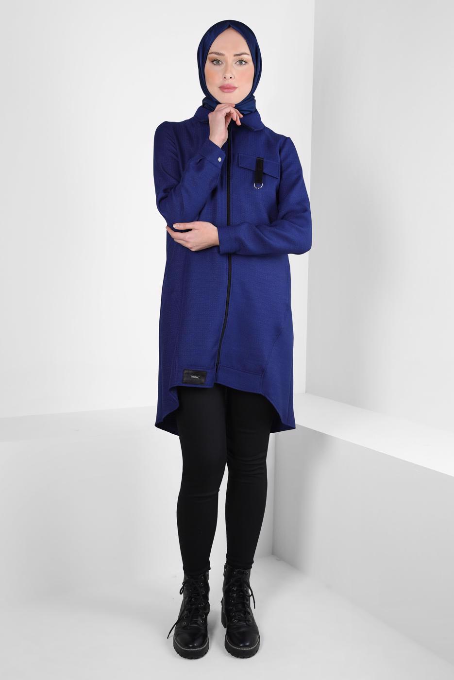 Hijab clothing NAVY BLUE T 44355 ALVİNA G-1103 TUNİK 38-46 TEK 40