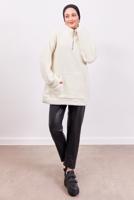 Vêtements hijab ÉCRU TUNIQUE ZIPPÉE PELUCHE T 4453