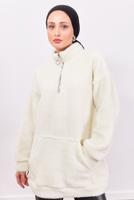 Vêtements hijab ÉCRU TUNIQUE ZIPPÉE PELUCHE T 4453