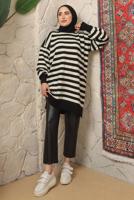 Tesettür giyim SİYAH ÇİZGİLİ TRİKO TUNİK T 4608